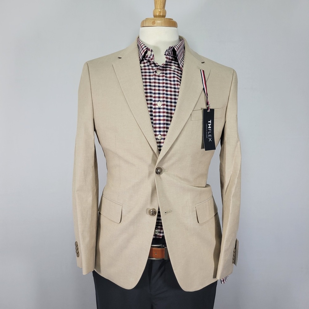 Tommy Hilfiger Men's Sport Coat Blazer CONRAD Two‎ Button Tan 38S NEW